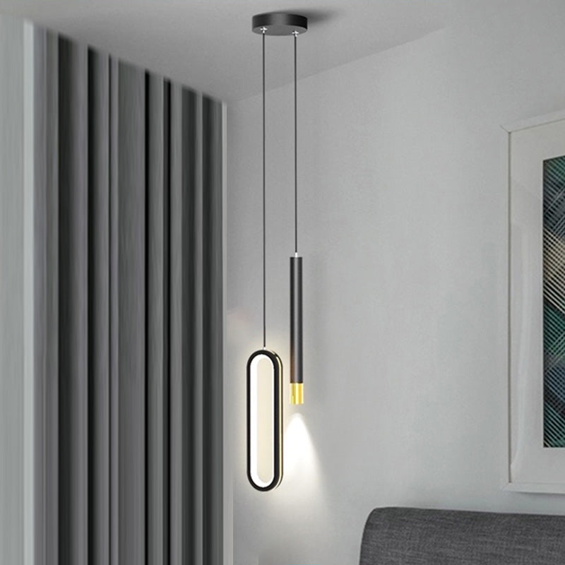Modern Lighting Rectangle Shaped Black Metal Pendant Light 14W Led Drop Light