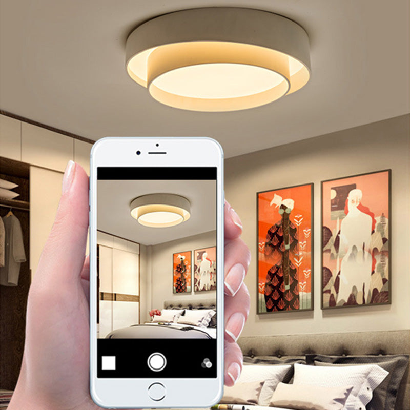 Modern Flush Mount Ceiling Light with Iron Art & Acrylic Shade for Living Room