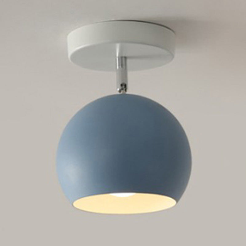Colorful Macaron Semicircle Flush Mount Ceiling Light Metallic LED Lamp for Bedroom