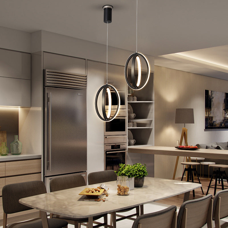 Moderno ciondolo rettangolare da 20 w camera da letto leggero soggiorno a led in alluminio nero