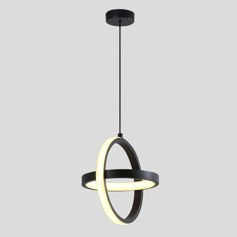 Moderno ciondolo rettangolare da 20 w camera da letto leggero soggiorno a led in alluminio nero