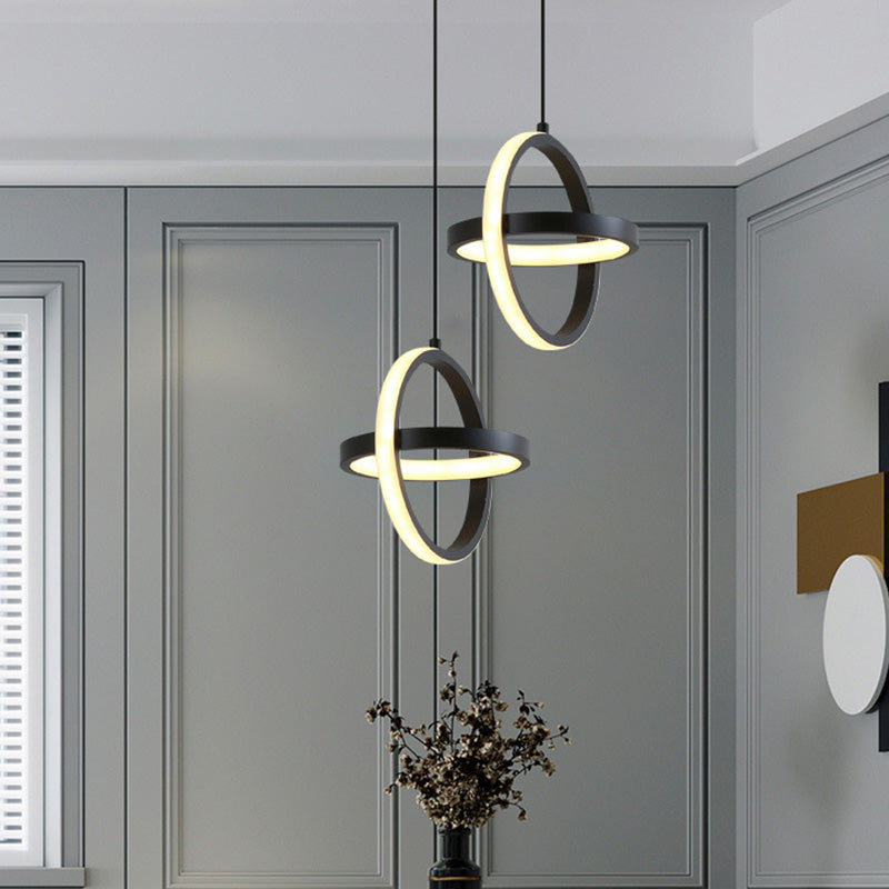 Moderno ciondolo rettangolare da 20 w camera da letto leggero soggiorno a led in alluminio nero