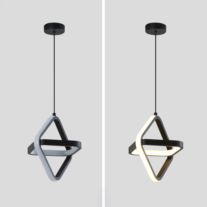 Moderno ciondolo rettangolare da 20 w camera da letto leggero soggiorno a led in alluminio nero