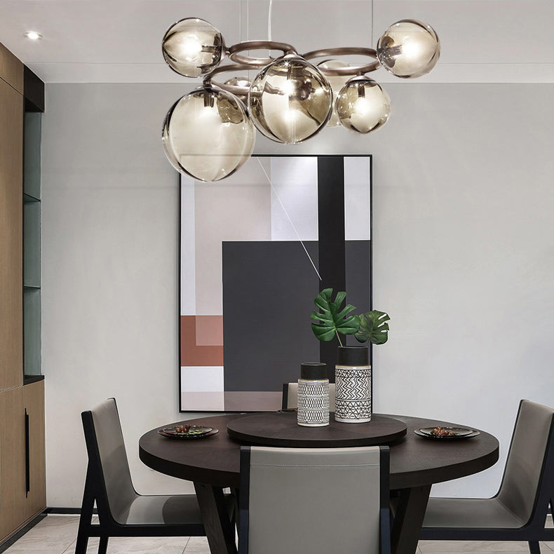 Kugelförmiger Kronleuchter 2 Farbe Optionaler minimalistischer Kronleuchter für Esszimmer Schlafzimmer