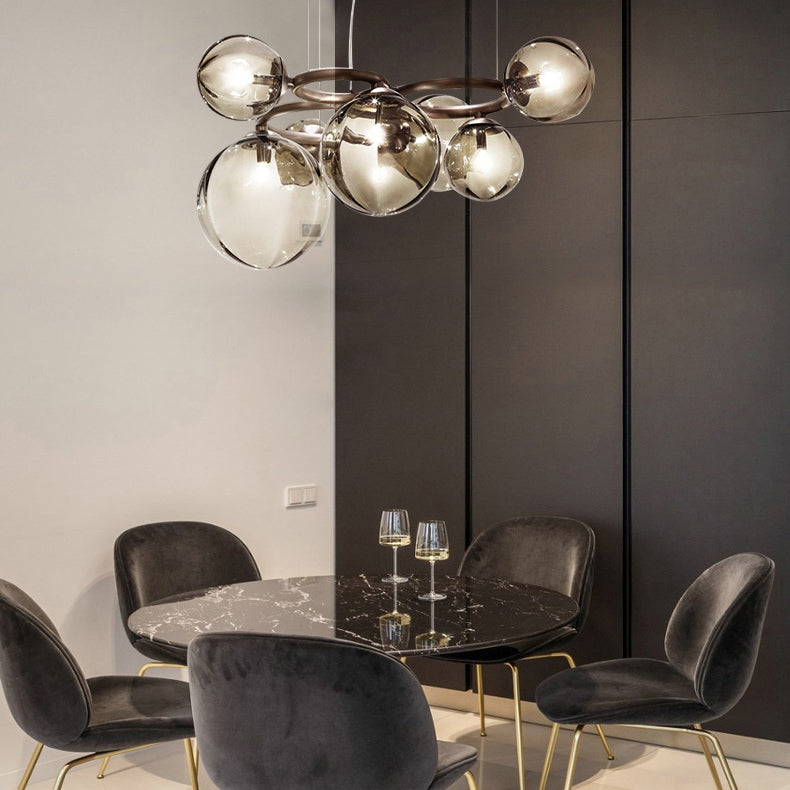 Kugelförmiger Kronleuchter 2 Farbe Optionaler minimalistischer Kronleuchter für Esszimmer Schlafzimmer