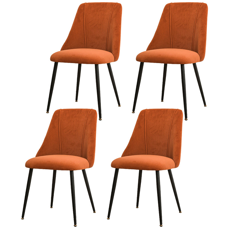Modern Solid Back Kitchen Dining Side Chair Metal Upholstered Dining Side Chair