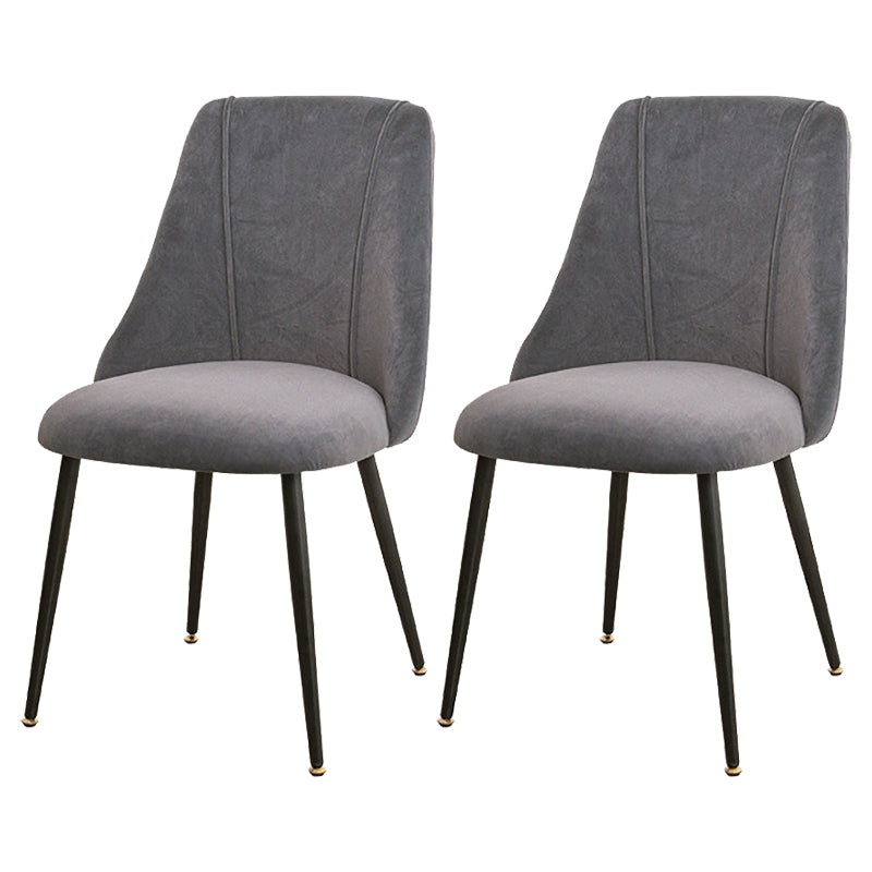 Modern Solid Back Kitchen Dining Side Chair Metal Upholstered Dining Side Chair