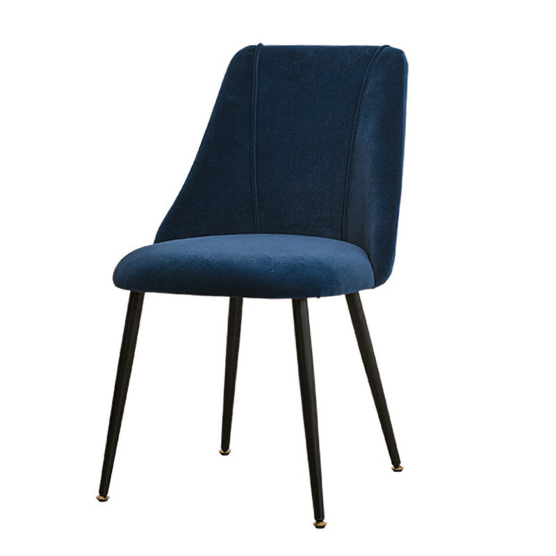 Modern Solid Back Kitchen Dining Side Chair Metal Upholstered Dining Side Chair