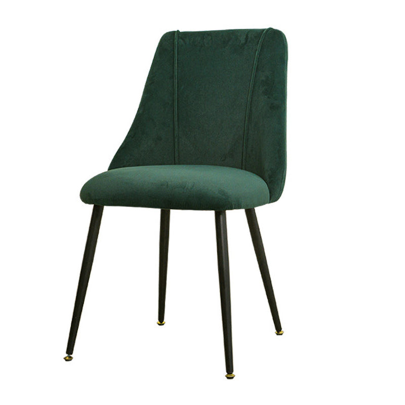 Modern Solid Back Kitchen Dining Side Chair Metal Upholstered Dining Side Chair