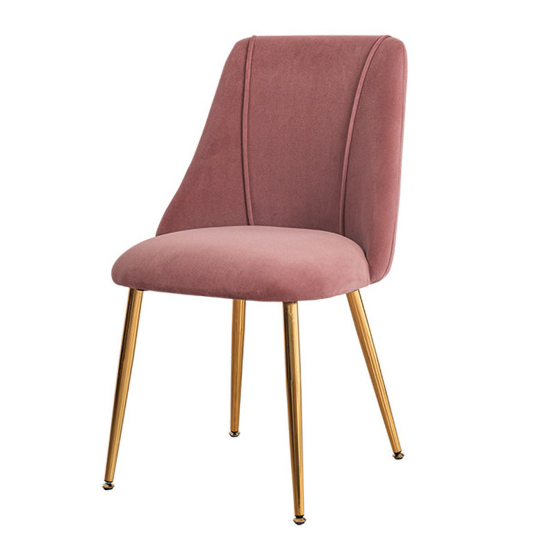 Modern Solid Back Kitchen Dining Side Chair Metal Upholstered Dining Side Chair
