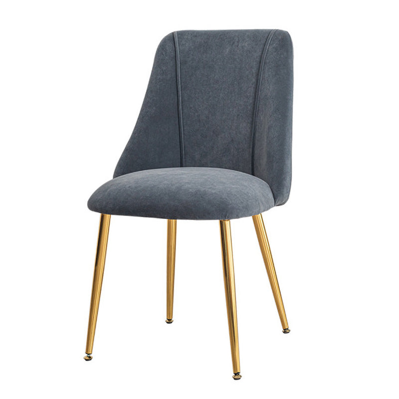 Modern Solid Back Kitchen Dining Side Chair Metal Upholstered Dining Side Chair