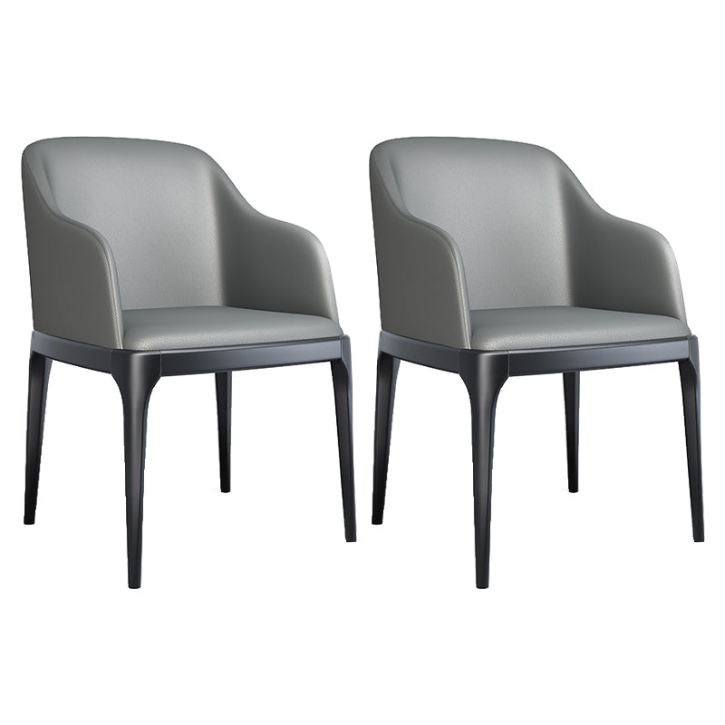 Modern Square Leather Dining Side Arm Chair with Wooden Legs for Kitchen