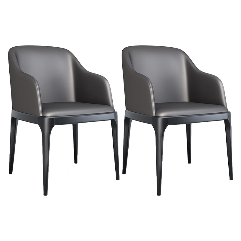 Modern Square Leather Dining Side Arm Chair with Wooden Legs for Kitchen