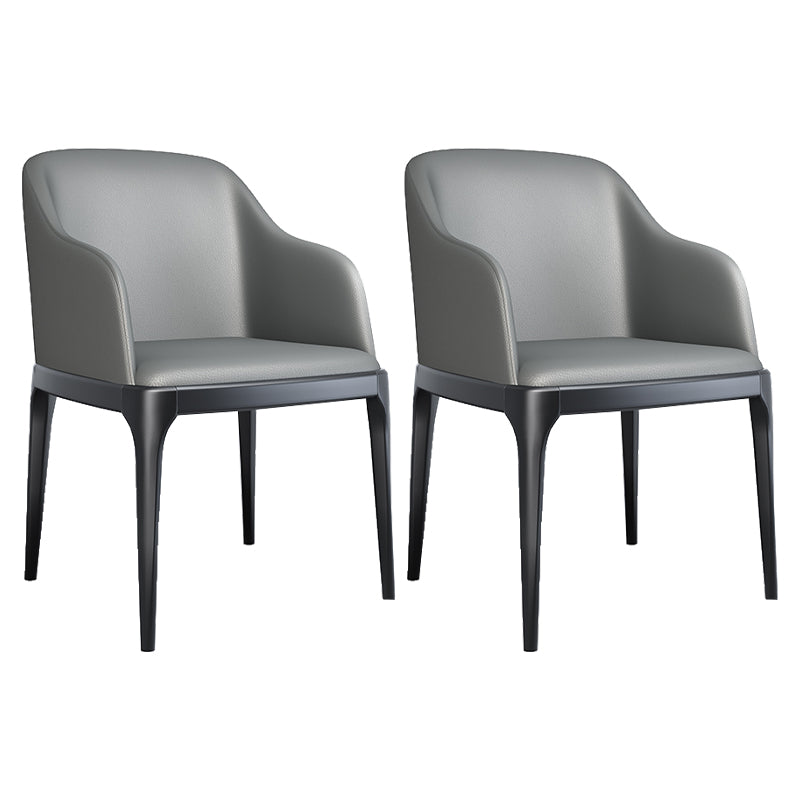 Modern Square Leather Dining Side Arm Chair with Wooden Legs for Kitchen