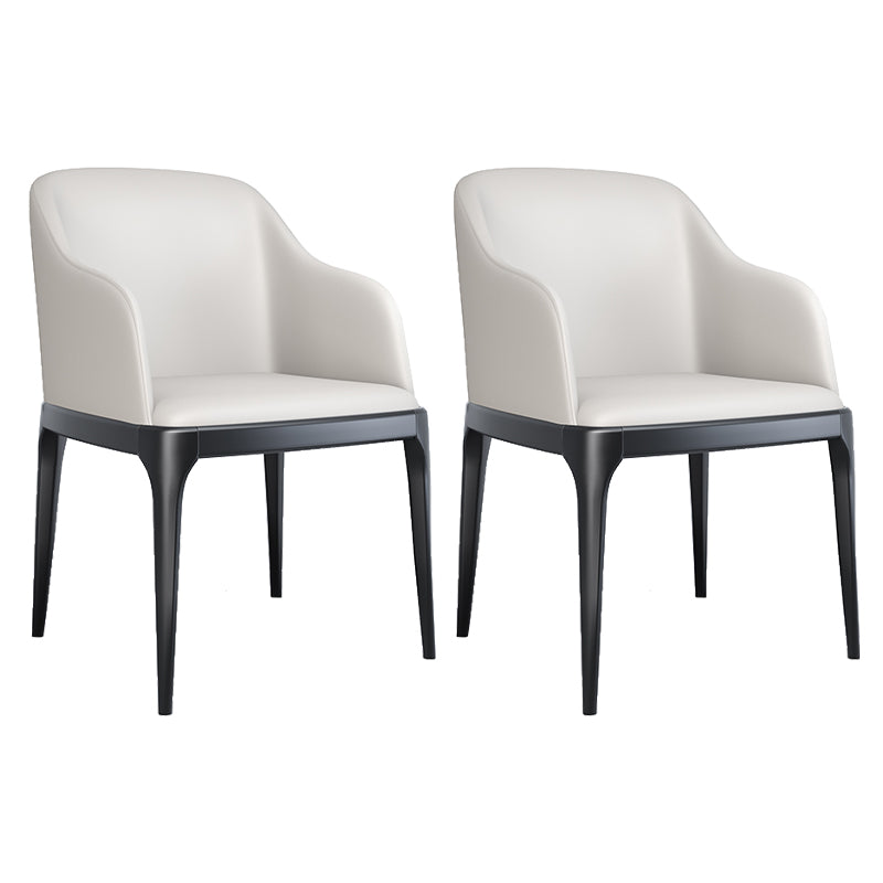 Modern Square Leather Dining Side Arm Chair with Wooden Legs for Kitchen