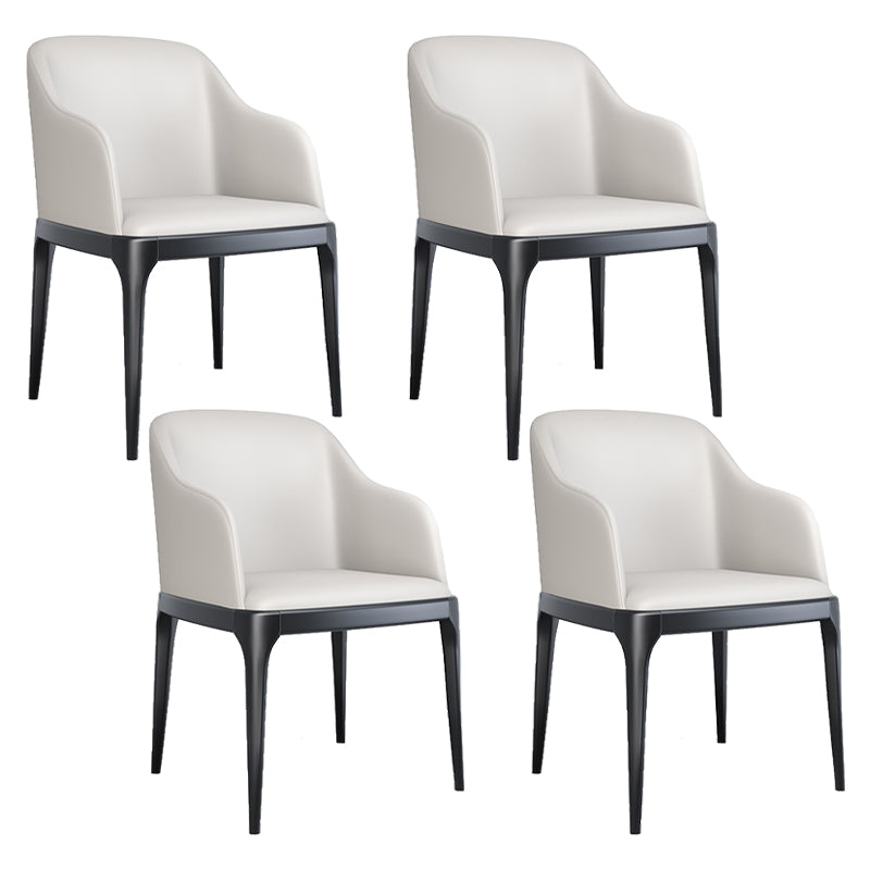 Modern Square Leather Dining Side Arm Chair with Wooden Legs for Kitchen