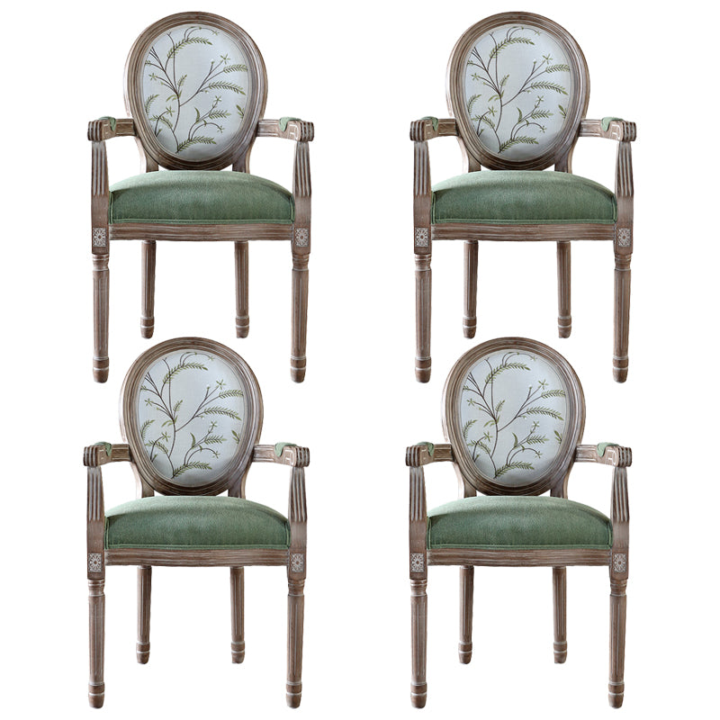Country Style Dining Arm Chair King Louis Back Side Chair with 4 Wood Legs for Home Use