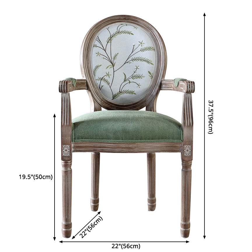 Country Style Dining Arm Chair King Louis Back Side Chair with 4 Wood Legs for Home Use