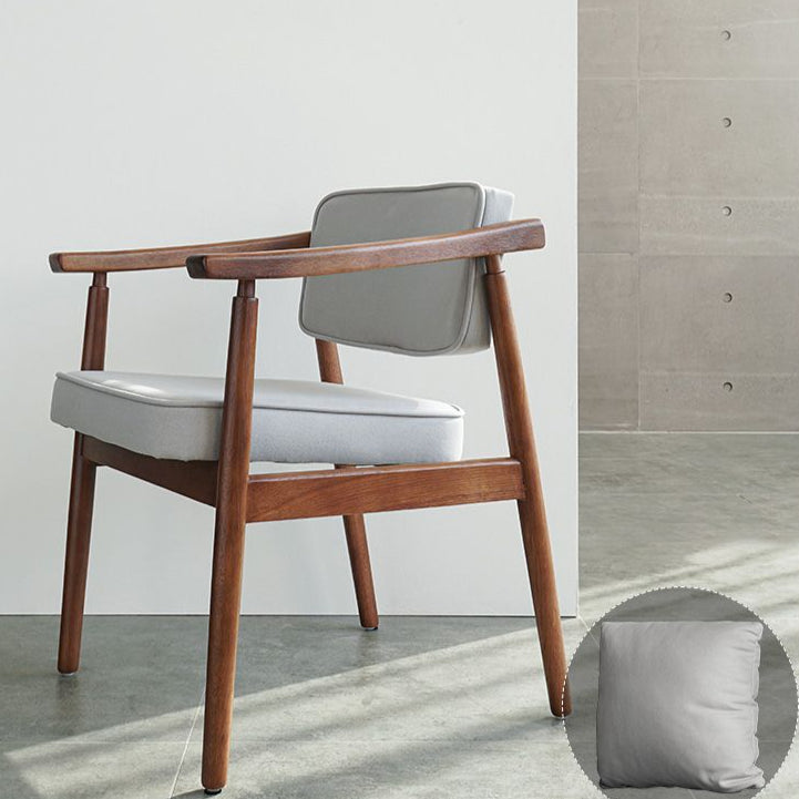 Minimalist Kitchen Solid Wood Dining Arm Chair Opening Back Dining Arm Chair