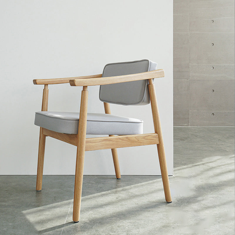Minimalist Kitchen Solid Wood Dining Arm Chair Opening Back Dining Arm Chair