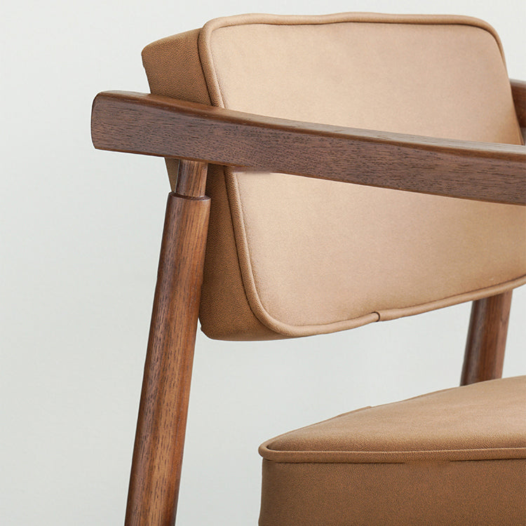 Minimalist Kitchen Solid Wood Dining Arm Chair Opening Back Dining Arm Chair