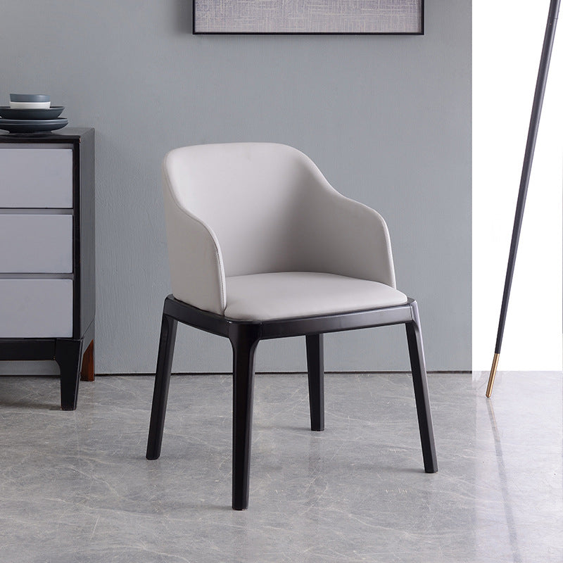 Glam Scandinavian Ash Wood Chairs Solid Back Arm Kitchen Dining Chair Set