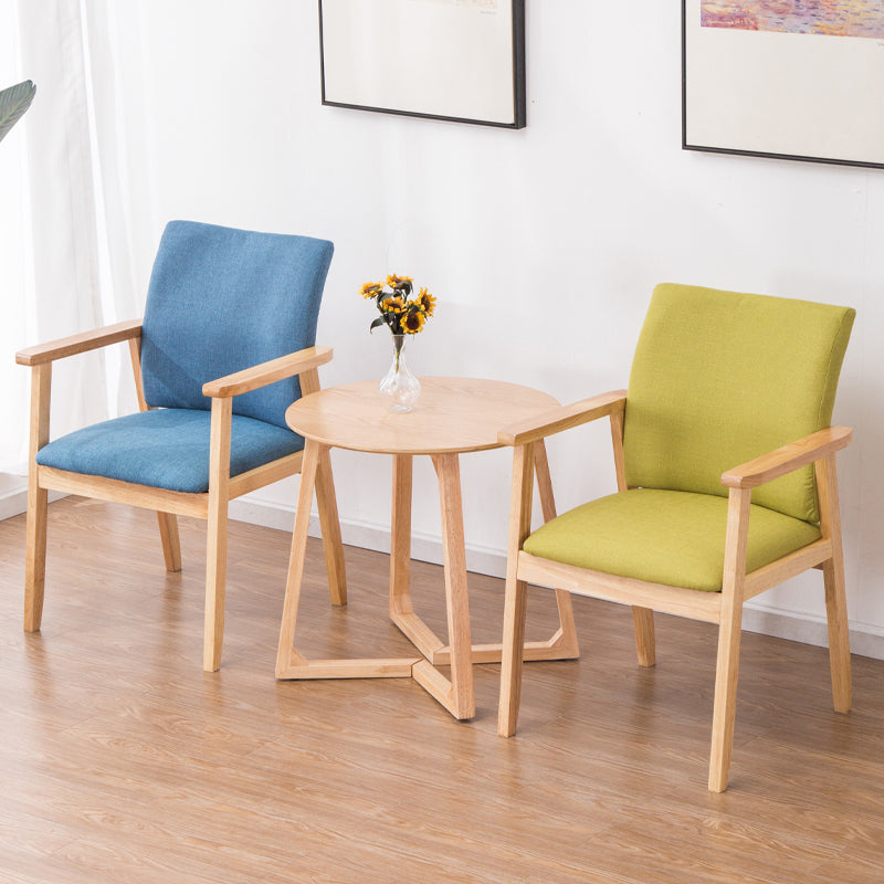 Scandinavian Rubberwood Solid Back Arm Chair Wood Dining Chair for Home