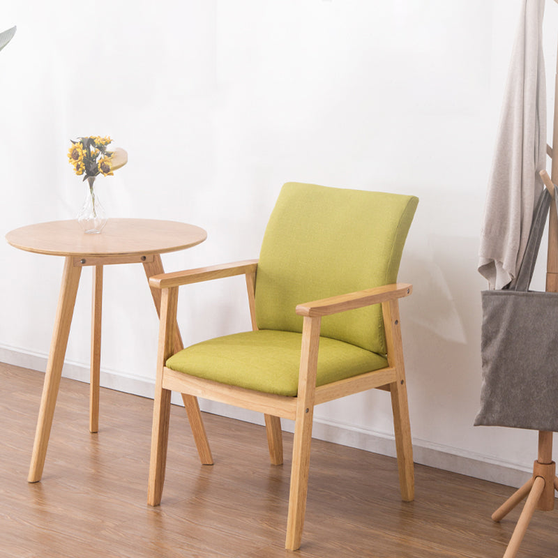 Scandinavian Rubberwood Solid Back Arm Chair Wood Dining Chair for Home