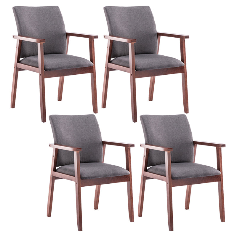 Scandinavian Rubberwood Solid Back Arm Chair Wood Dining Chair for Home