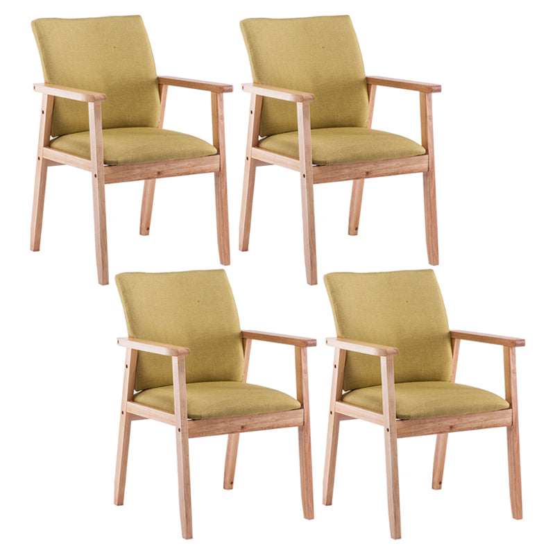 Scandinavian Rubberwood Solid Back Arm Chair Wood Dining Chair for Home