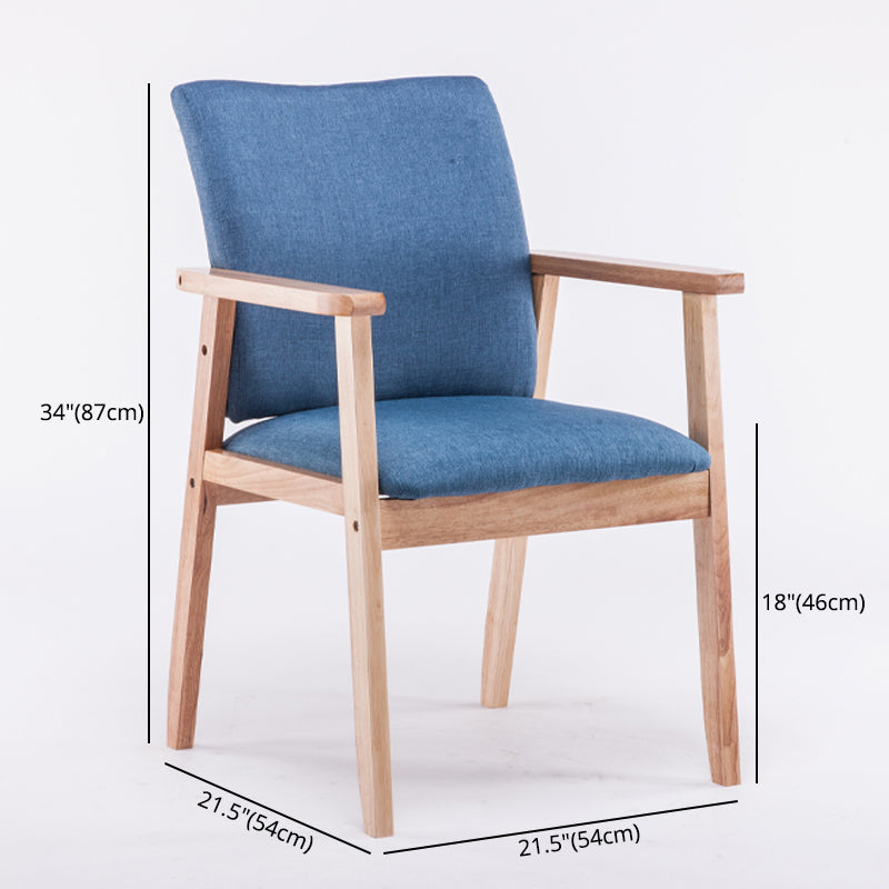 Scandinavian Rubberwood Solid Back Arm Chair Wood Dining Chair for Home