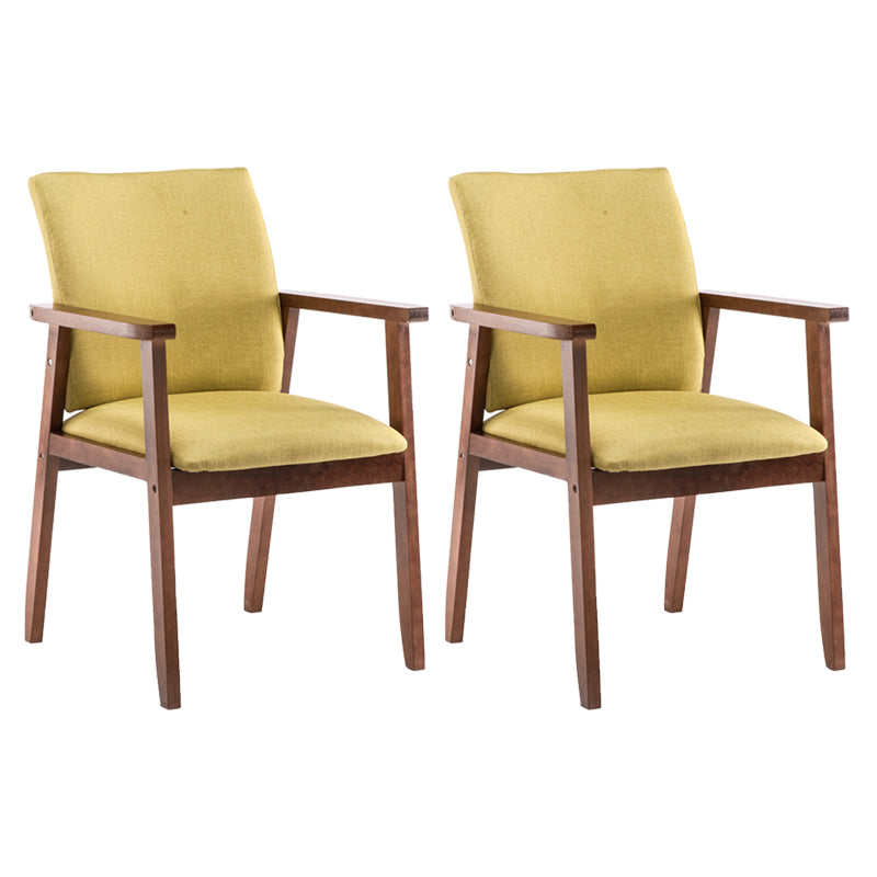 Scandinavian Rubberwood Solid Back Arm Chair Wood Dining Chair for Home