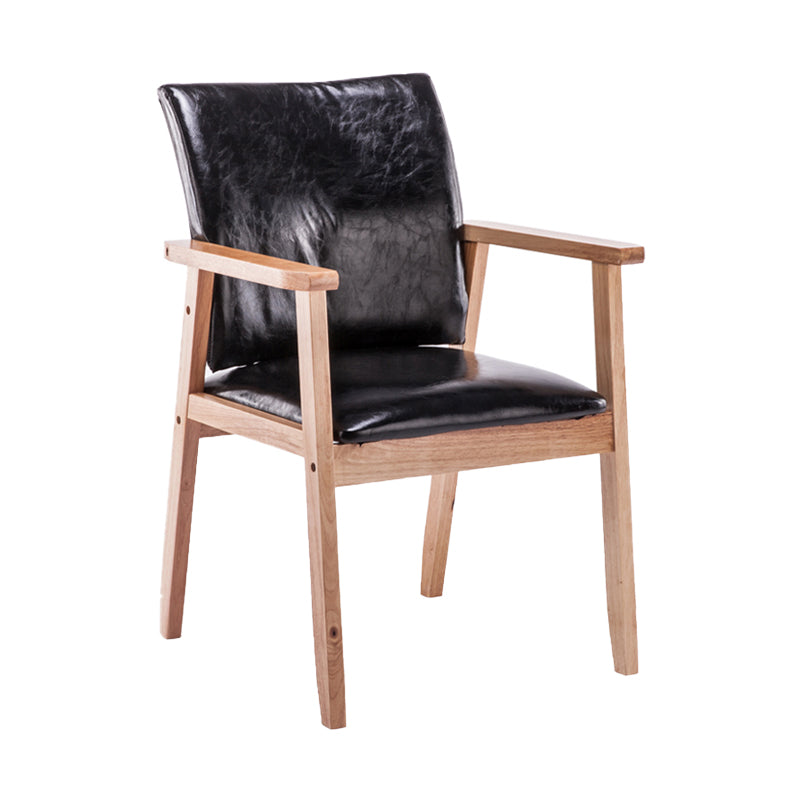Scandinavian Rubberwood Solid Back Arm Chair Wood Dining Chair for Home