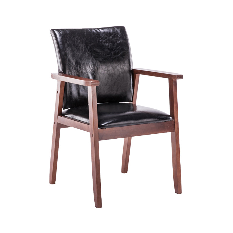 Scandinavian Rubberwood Solid Back Arm Chair Wood Dining Chair for Home