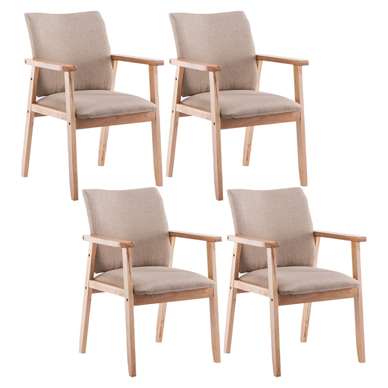 Scandinavian Rubberwood Solid Back Arm Chair Wood Dining Chair for Home