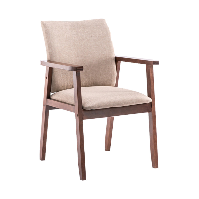 Scandinavian Rubberwood Solid Back Arm Chair Wood Dining Chair for Home