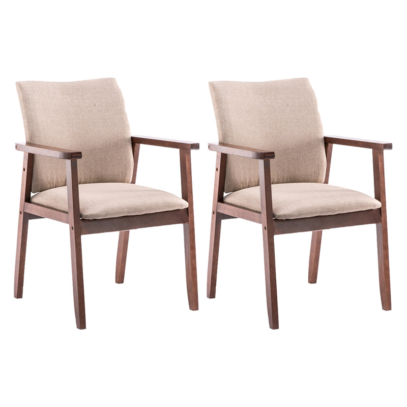Scandinavian Rubberwood Solid Back Arm Chair Wood Dining Chair for Home