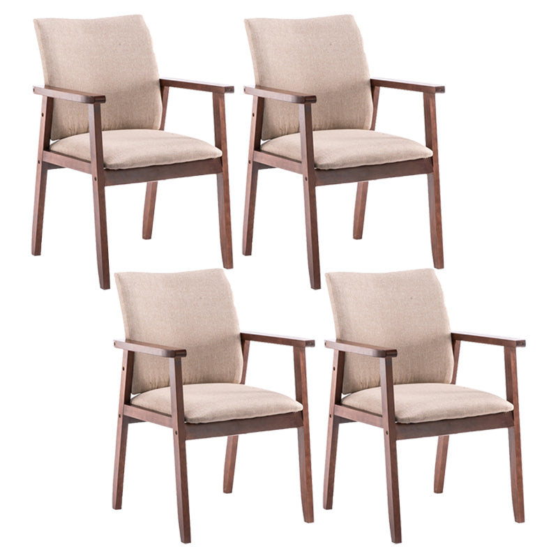 Scandinavian Rubberwood Solid Back Arm Chair Wood Dining Chair for Home