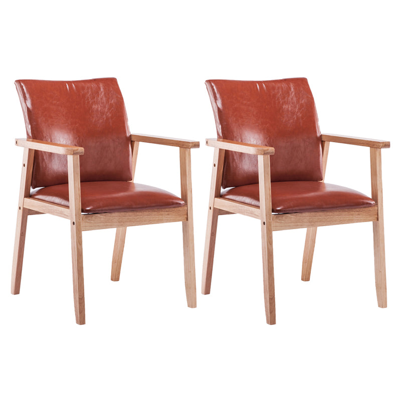 Scandinavian Rubberwood Solid Back Arm Chair Wood Dining Chair for Home