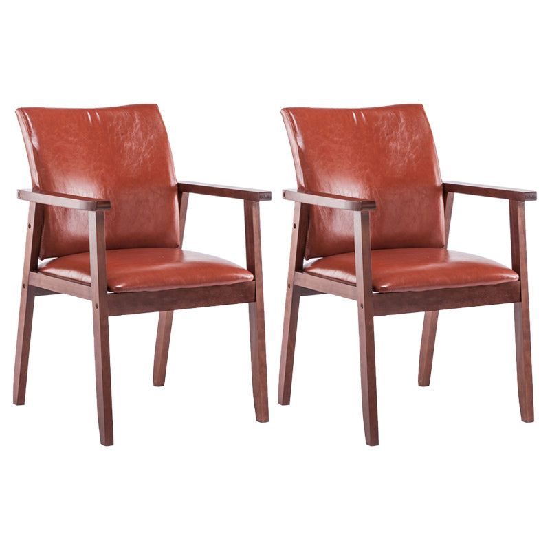 Scandinavian Rubberwood Solid Back Arm Chair Wood Dining Chair for Home