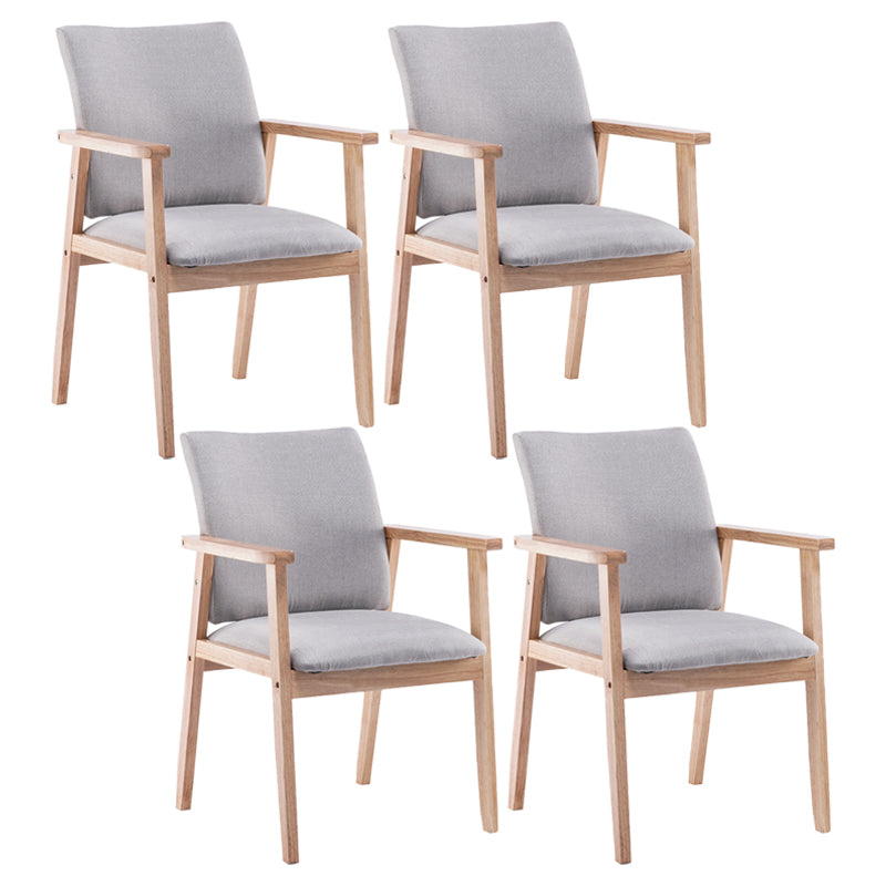 Scandinavian Rubberwood Solid Back Arm Chair Wood Dining Chair for Home