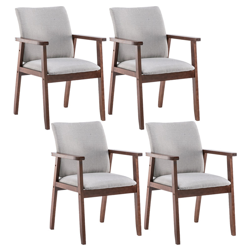 Scandinavian Rubberwood Solid Back Arm Chair Wood Dining Chair for Home