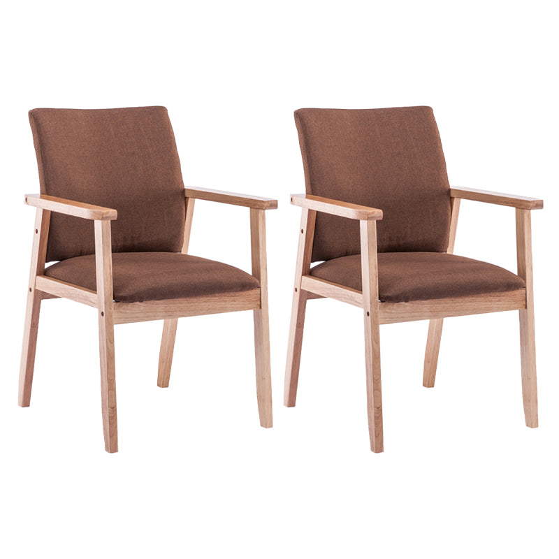 Scandinavian Rubberwood Solid Back Arm Chair Wood Dining Chair for Home