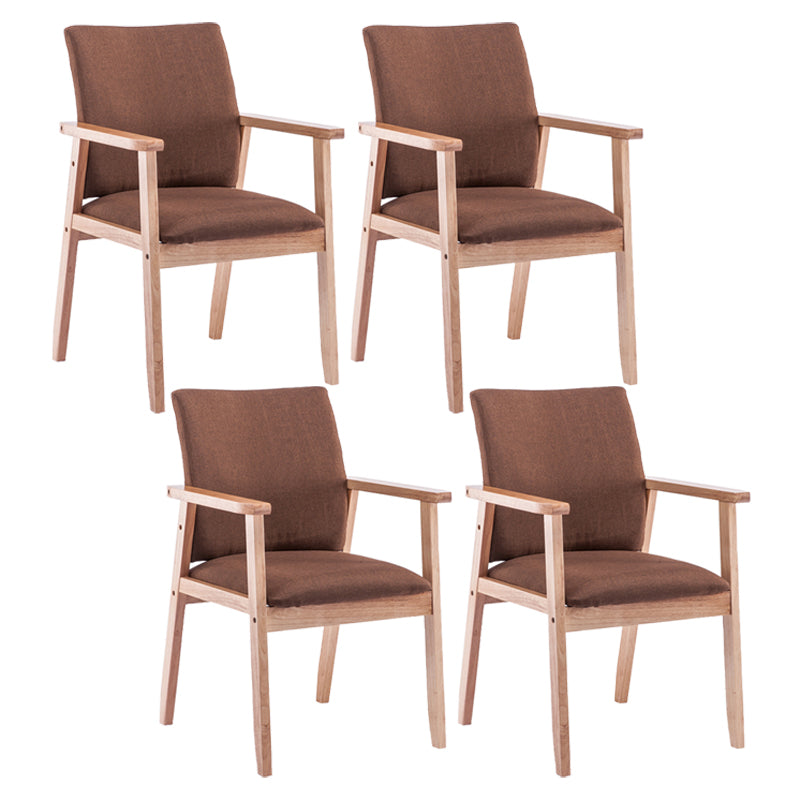 Scandinavian Rubberwood Solid Back Arm Chair Wood Dining Chair for Home