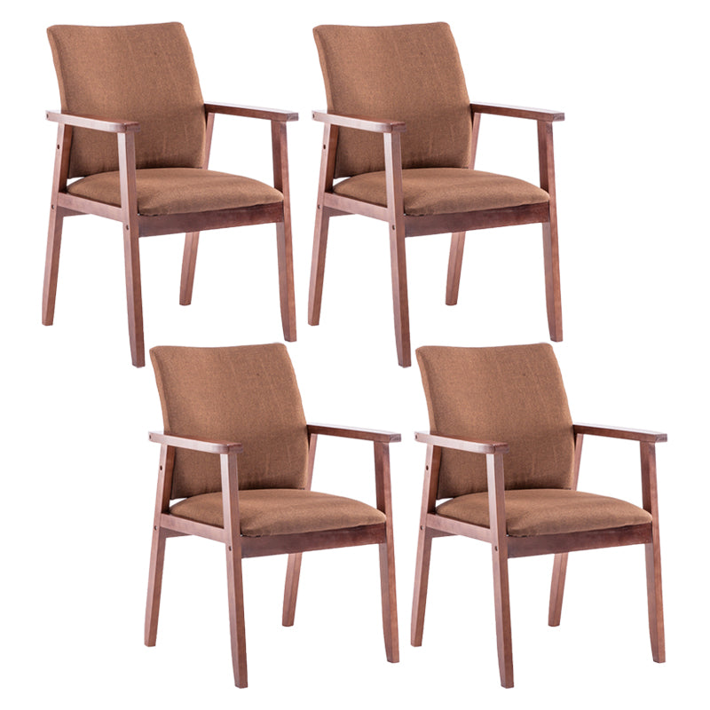 Scandinavian Rubberwood Solid Back Arm Chair Wood Dining Chair for Home