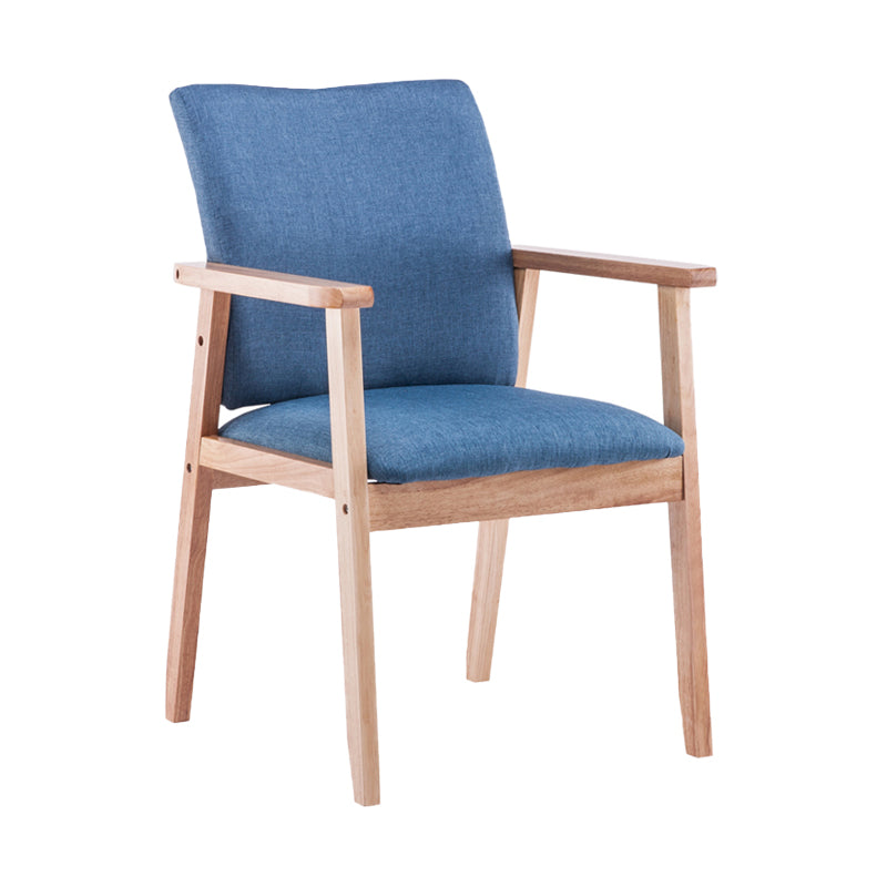 Scandinavian Rubberwood Solid Back Arm Chair Wood Dining Chair for Home