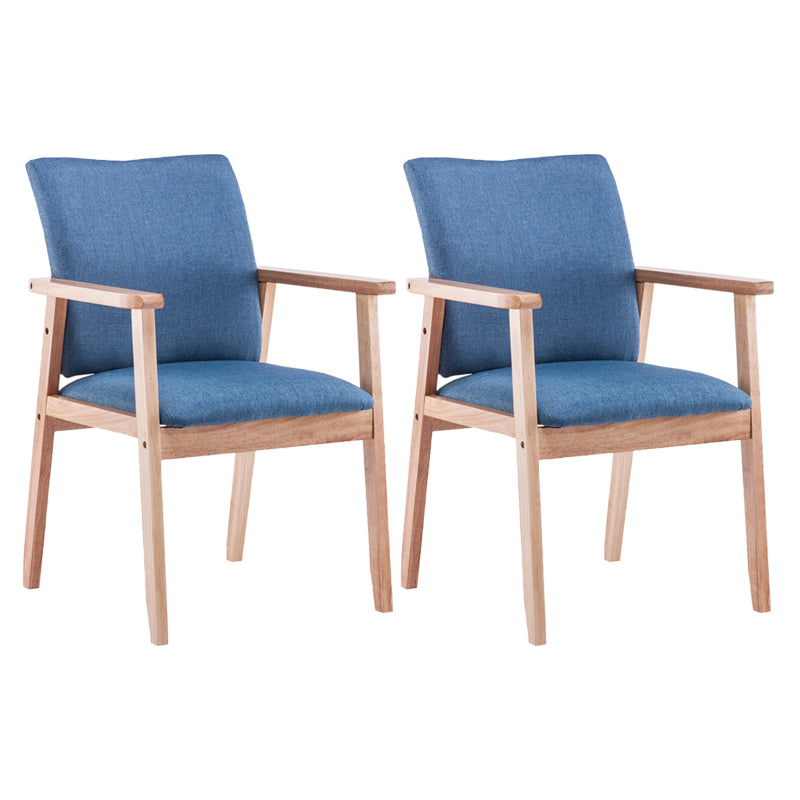 Scandinavian Rubberwood Solid Back Arm Chair Wood Dining Chair for Home