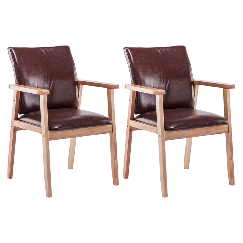 Scandinavian Rubberwood Solid Back Arm Chair Wood Dining Chair for Home