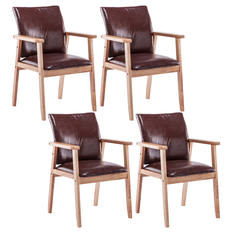 Scandinavian Rubberwood Solid Back Arm Chair Wood Dining Chair for Home
