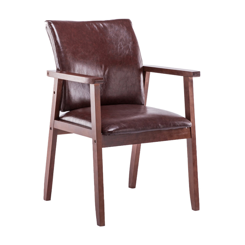 Scandinavian Rubberwood Solid Back Arm Chair Wood Dining Chair for Home